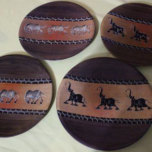Vintage Set Safari Animals Decor Plates